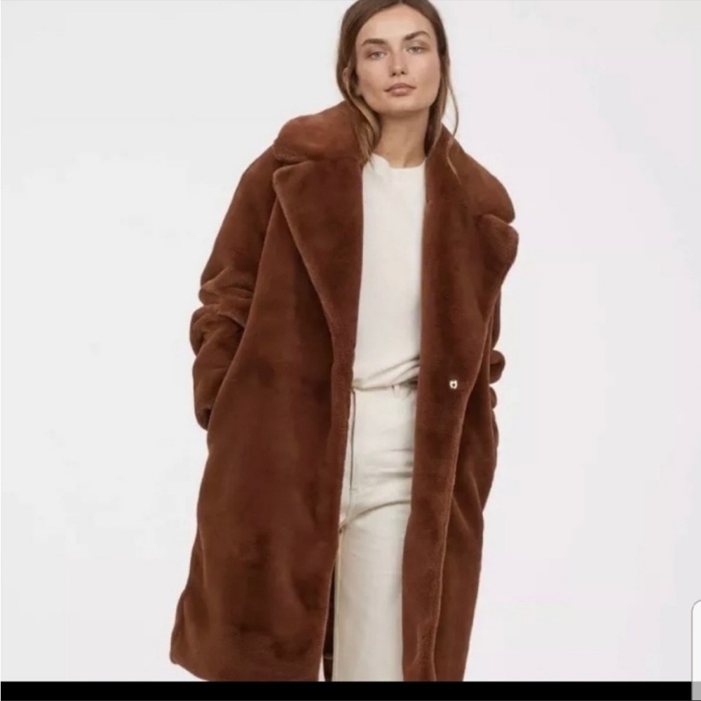 H&M camel teddy coat